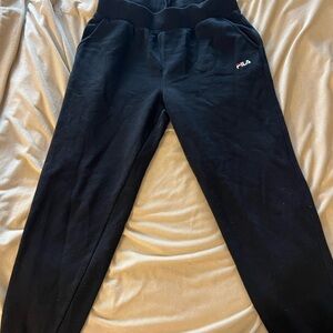 Fila Black Sweatpants with Elastic Waistband and Drawstring